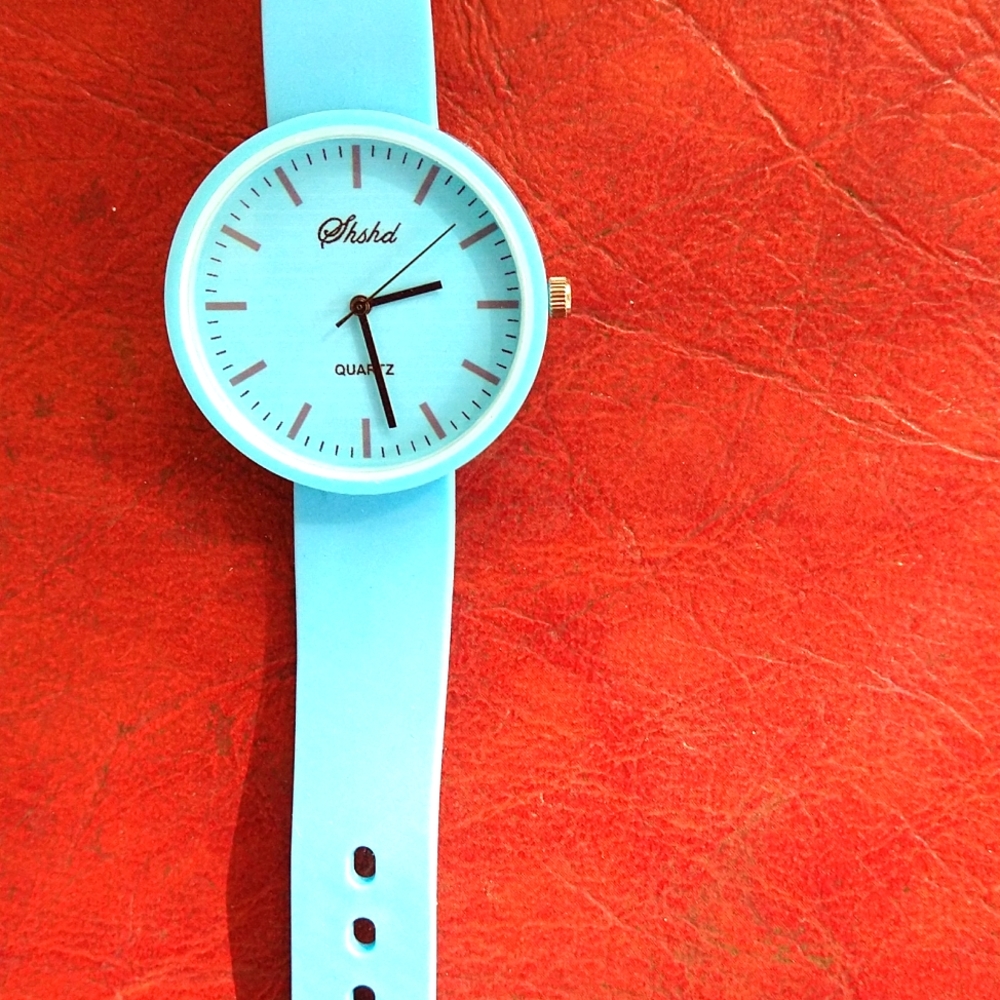 Powder blue rubber watch